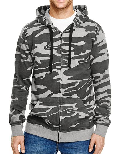 Full Zip Camo Hooded Sweat Jacket – Burnside in Black Camo