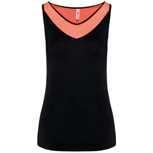 Zweifarbiges Padel-Damentop PA4031 – Proact in Black / Coral
