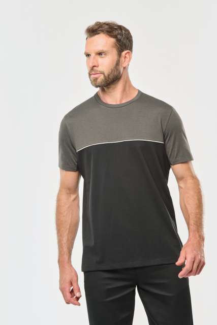 Unisex Short Sleeve Two-Tone T-Shirt – Designed To Work in Black/Dark Grey