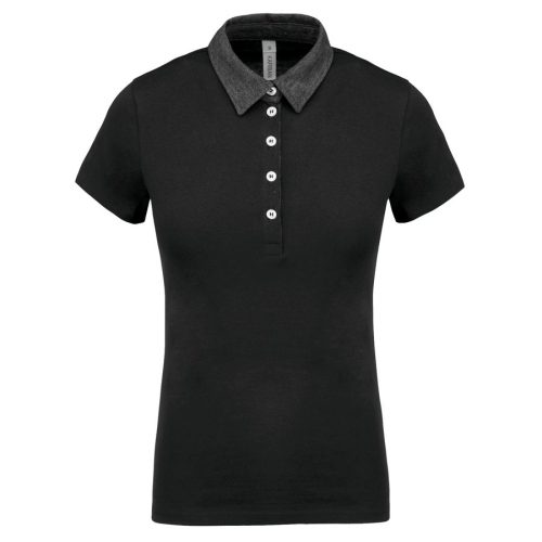 Zweifarbiges Jersey-Polohemd für Damen K261 – Kariban in Black / Dark Grey Heather