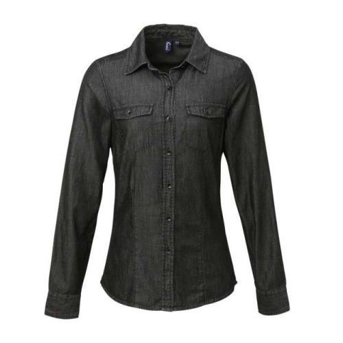 Women's Jeans Stitch Denim Shirt – Premier in Black Denim