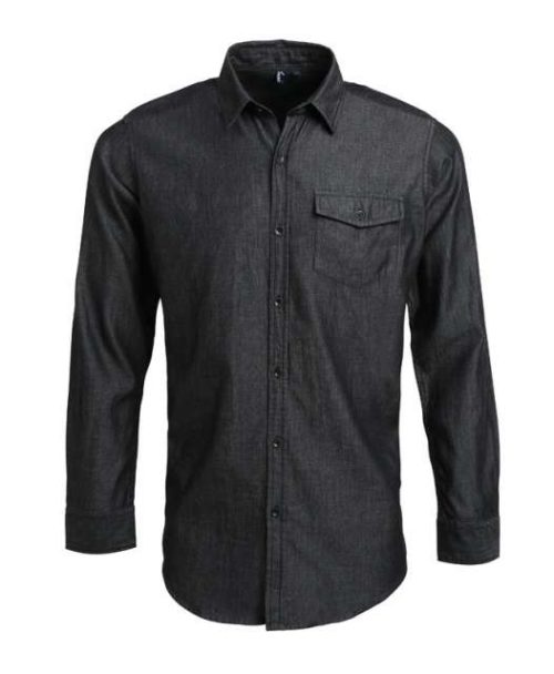 Men’s Jeans Stitch Denim Shirt – Premier in Black Denim