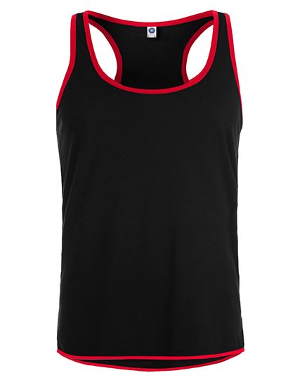 Men´s Contrast Sports Vest – Starworld in Black/Fiesta Red