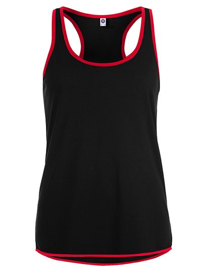 Ladies´ Contrast Sports Vest – Starworld in Black/Fiesta Red