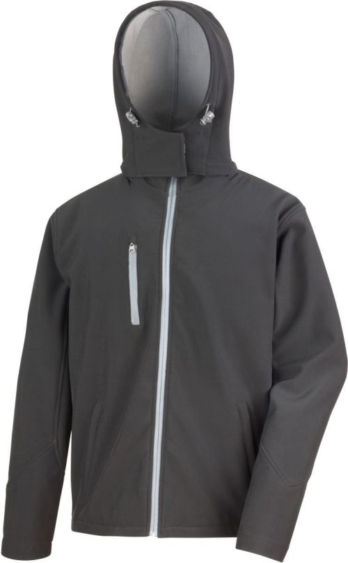 Herren 3-Lagen Softshell Kapuzenjacke R 230M – Result in Black/Grey