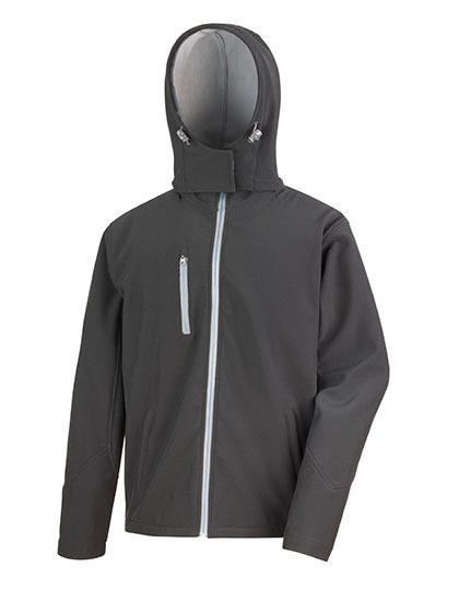 Men´s TX Performance Hooded Soft Jacket – Result Core in Black/Grey