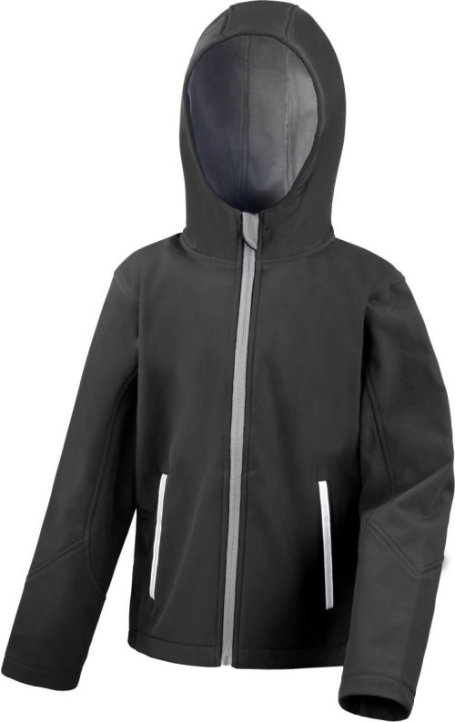 Kinder 3-Lagen Softshell Kapuzen Jacke R 224JY – Result in Black/Grey