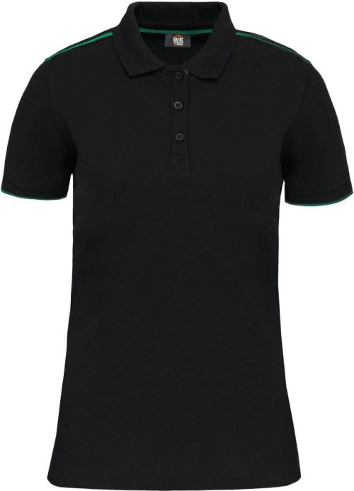 Damen Workwear Piqué Polo "Day-to-Day" WK 271 – WK in Black/Kelly Green