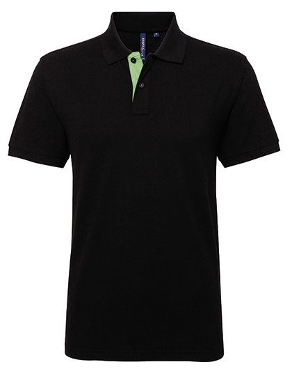 Men´s Classic Fit Contrast Polo – Asquith & Fox in Black/Lime