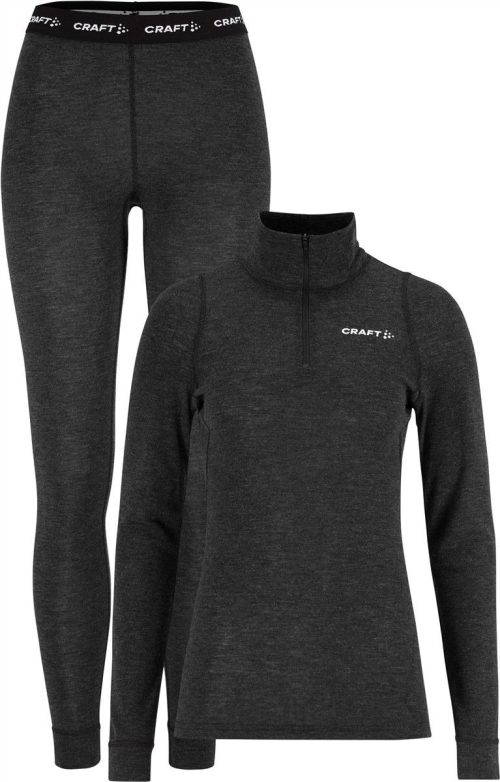Damen Baselayer Set mit 1/4 Zip Wool Merino Hz Set W – Craft Corporate in Black Melange