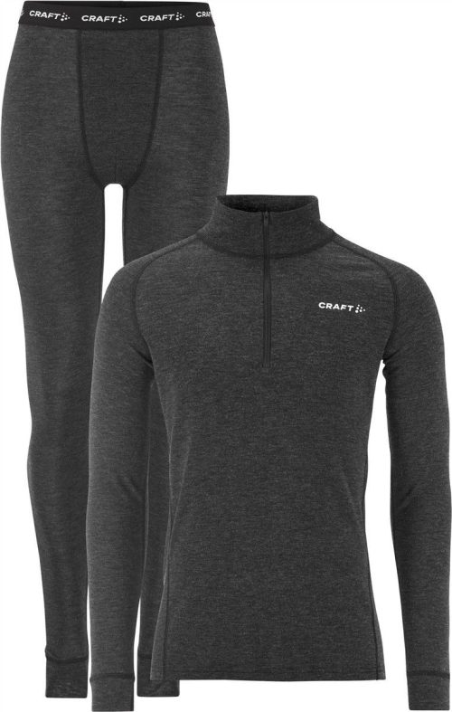 Herren Baselayer Set mit 1/4 Zip Wool Merino Hz Set M – Craft Corporate in Black Melange