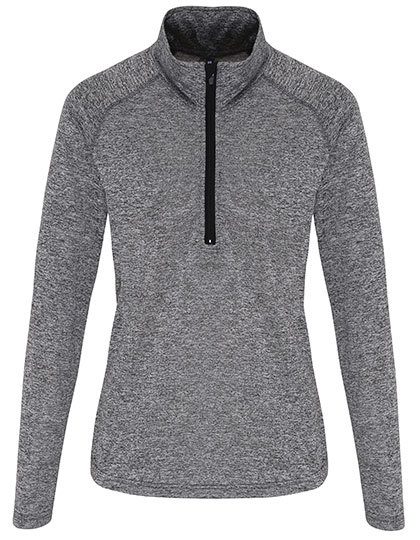 Women´s Long Sleeve Performance ¼ Zip – TriDri® in Black Melange/Black
