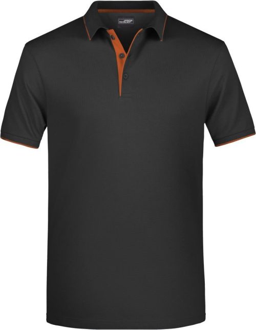 Herren Piqué Polo Stripe JN 728 – Daiber in Black/Orange