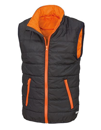 Youth Soft Padded Bodywarmer – Result Core in Black/Orange