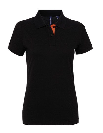 Women´s Classic Fit Contrast Polo – Asquith & Fox in Black/Orange