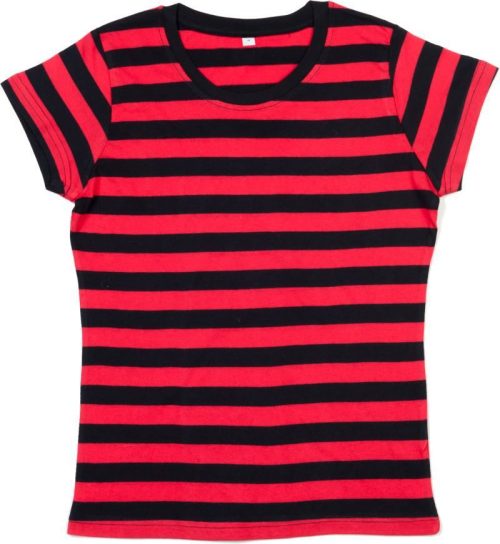 Damen T-Shirt gestreift M 110S – Mantis in Black/Red