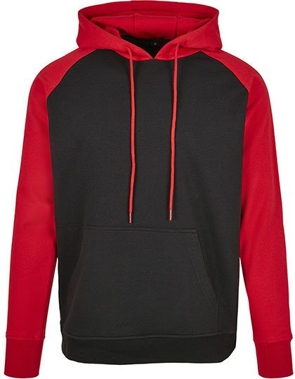 Basic Raglan Hoody – Build Your Brand Basic in Black/Red
