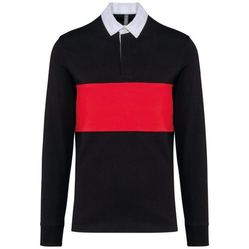 Rugby-Polohemd mit langen Ärmeln PA429 – Proact in Black / Sporty Red