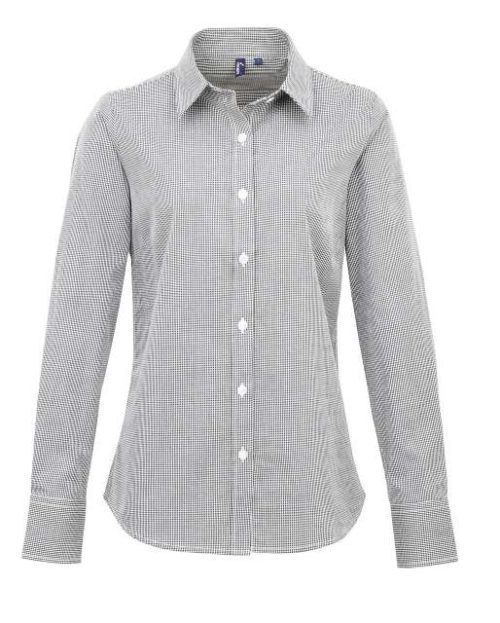 Women's Long Sleeve Gingham Microcheck Shirt – Premier in Black/White
