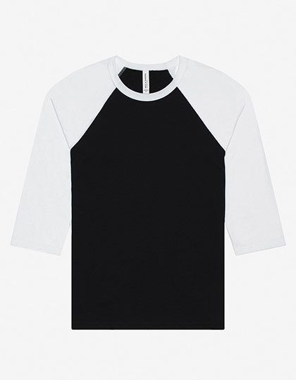 Unisex 3/4 Sleeve Baseball T-Shirt – Bella+Canvas in Black/White
