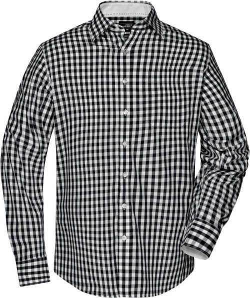 Popeline Karo Hemd langarm JN 617 – Daiber in Black/White