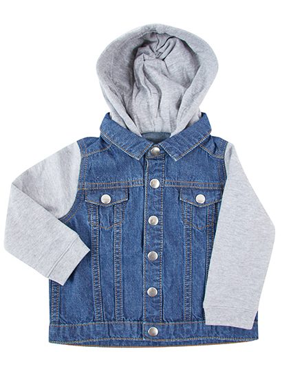 Denim Jacket With Fleece Hood And Sleeves – Larkwood in Blue Denim