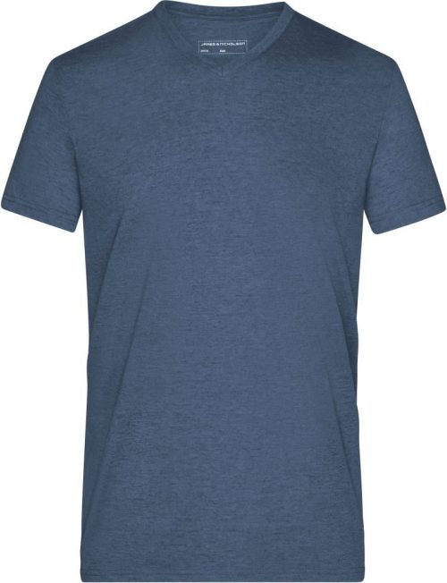 Herren V-Ausschnitt Melange T-Shirt JN 974 – Daiber in Blue Melange
