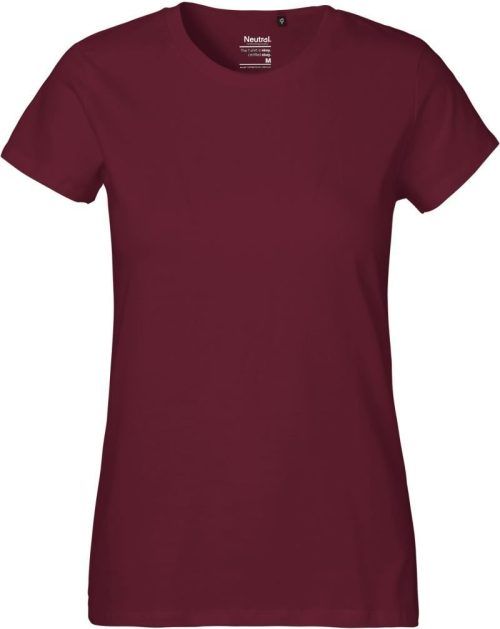 Schweres Damen Bio T-Shirt O 80001 – Neutral in Bordeaux