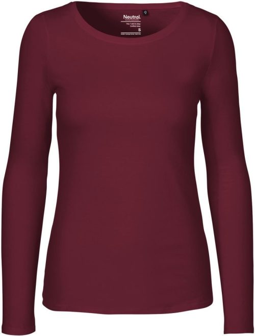 Damen T-Shirt langarm O 81050 – Neutral in Bordeaux