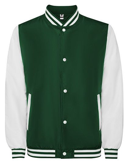 California Varsity Jacket – Roly in Bottle Green 56/White 01