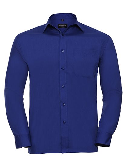 Men's Long Sleeve Classic Polycotton Poplin Shirt – Russell Athletic Collection in Bright Royal