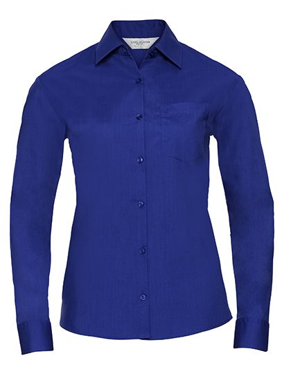 Ladies' Long Sleeve Classic Polycotton Poplin Shirt – Russell Athletic Collection in Bright Royal