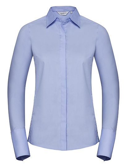 Ladies' Long Sleeve Fitted Ultimate Stretch Shirt – Russell Athletic Collection in Bright Sky