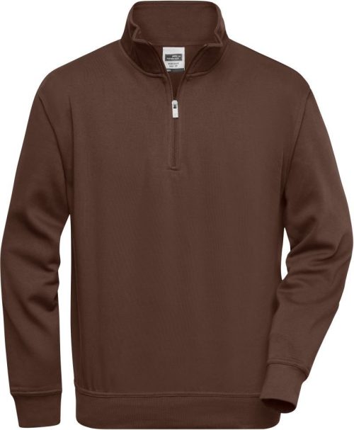 Workwear Sweater mit 1/4 Zip JN 831 – Daiber in Brown