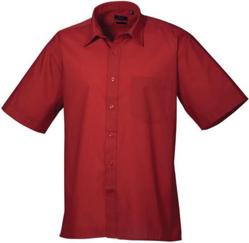 Men's Short Sleeve Poplin Shirt – Premier in Burgundy