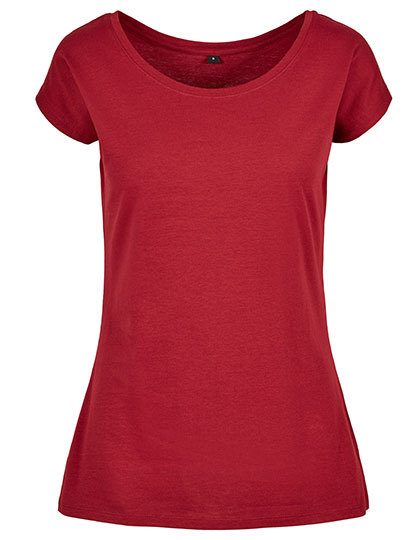 Ladies´ Wide Neck Tee – Build Your Brand Basic in Burgundy