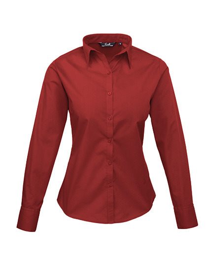 Women´s Poplin Long Sleeve Blouse – Premier Workwear in Burgundy