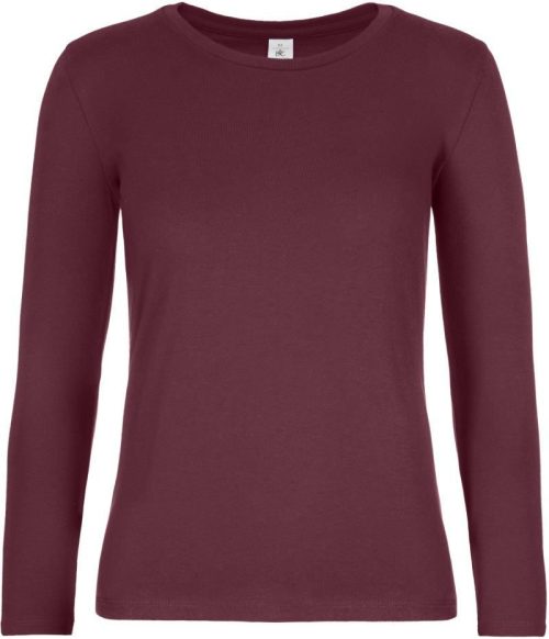 Schweres Damen T-Shirt langarm #E190 LSL /women – B&C in Burgundy