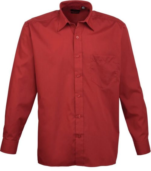Men's Long Sleeve Poplin Shirt – Premier in Burgundy