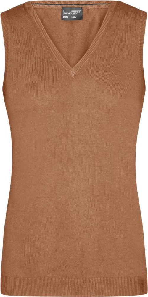 Damen V-Ausschnitt Pullunder JN 656 – Daiber in Camel
