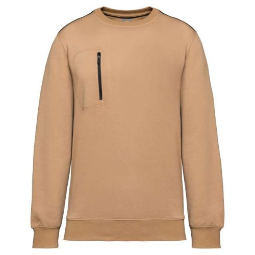 Unisex Daytoday Contrasting Pocket Sweatshirt – Designed To Work in Camel/Black