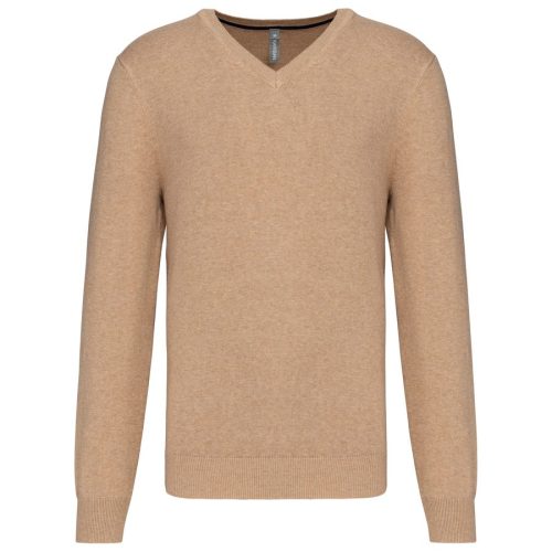 Premium-Pullover mit V-Ausschnitt K982 – Kariban in Camel Heather