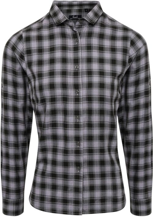'mulligan' Check - Women's Long Sleeve Cotton Shirt – Premier in Camel/Navy