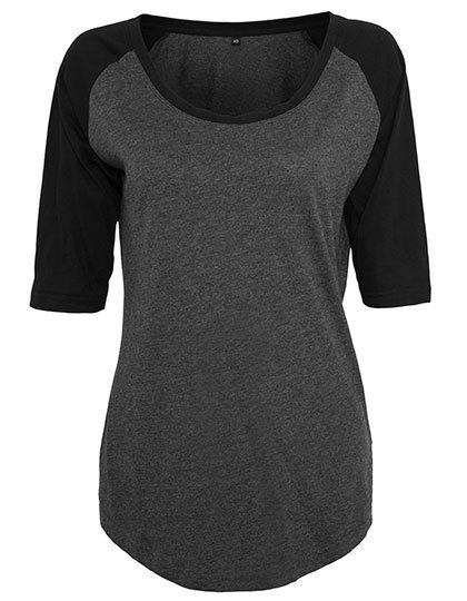 Ladies´ 3/4 Contrast Raglan Tee – Build Your Brand in Charcoal (Heather)/Black