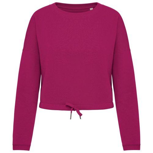 cropped Oversize Damen Sweatshirt mit Rundhalsausschnitt NS429 – Native Spirit in Cherry Purple