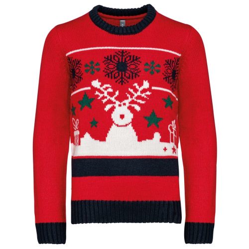 Weihnachtspullover mit Rundhalsausschnitt für Kinder K9012 – Kariban in Cherry Red