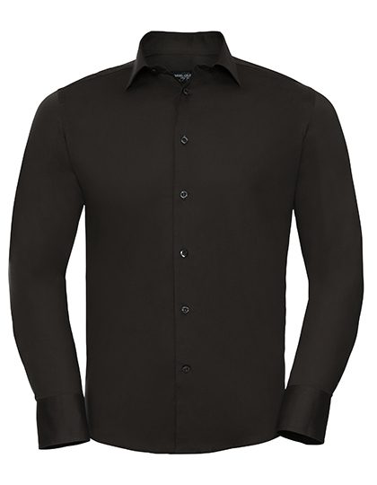 Men's Long Sleeve Fitted Stretch Shirt – Russell Athletic Collection in Chocolate