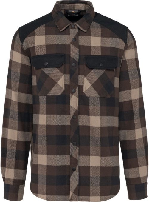 Workwear Karohemd WK 520 – WK in Chocolate/Dark Beige/Black