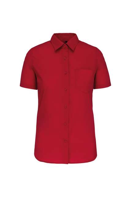 Ladies' Short-Sleeved Cotton Poplin Shirt – Kariban in Classic Red