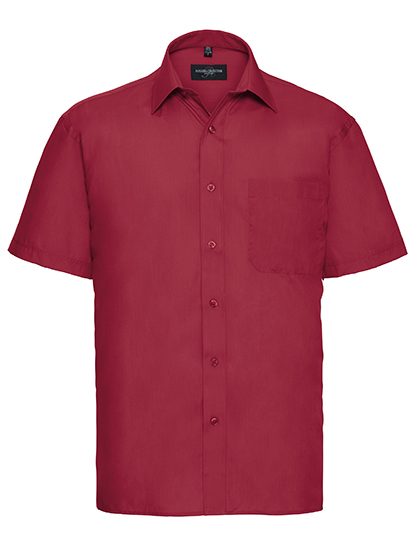 Men's Short Sleeve Classic Polycotton Poplin Shirt – Russell Athletic Collection in Classic Red